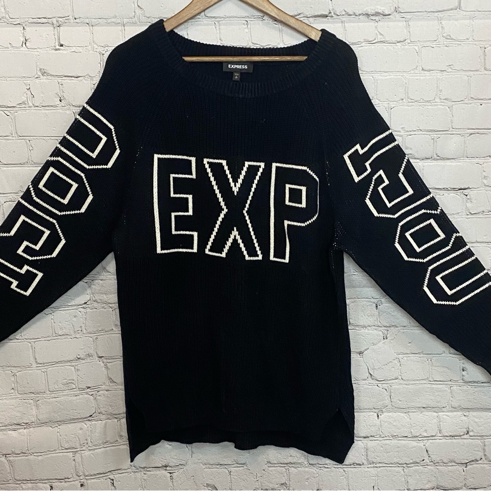Express black and white logo sweater - Picture 1 of 7